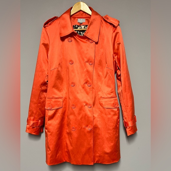 JOAN Rivers ORANGE Trench Coat WOMEN L - Picture 2 of 15